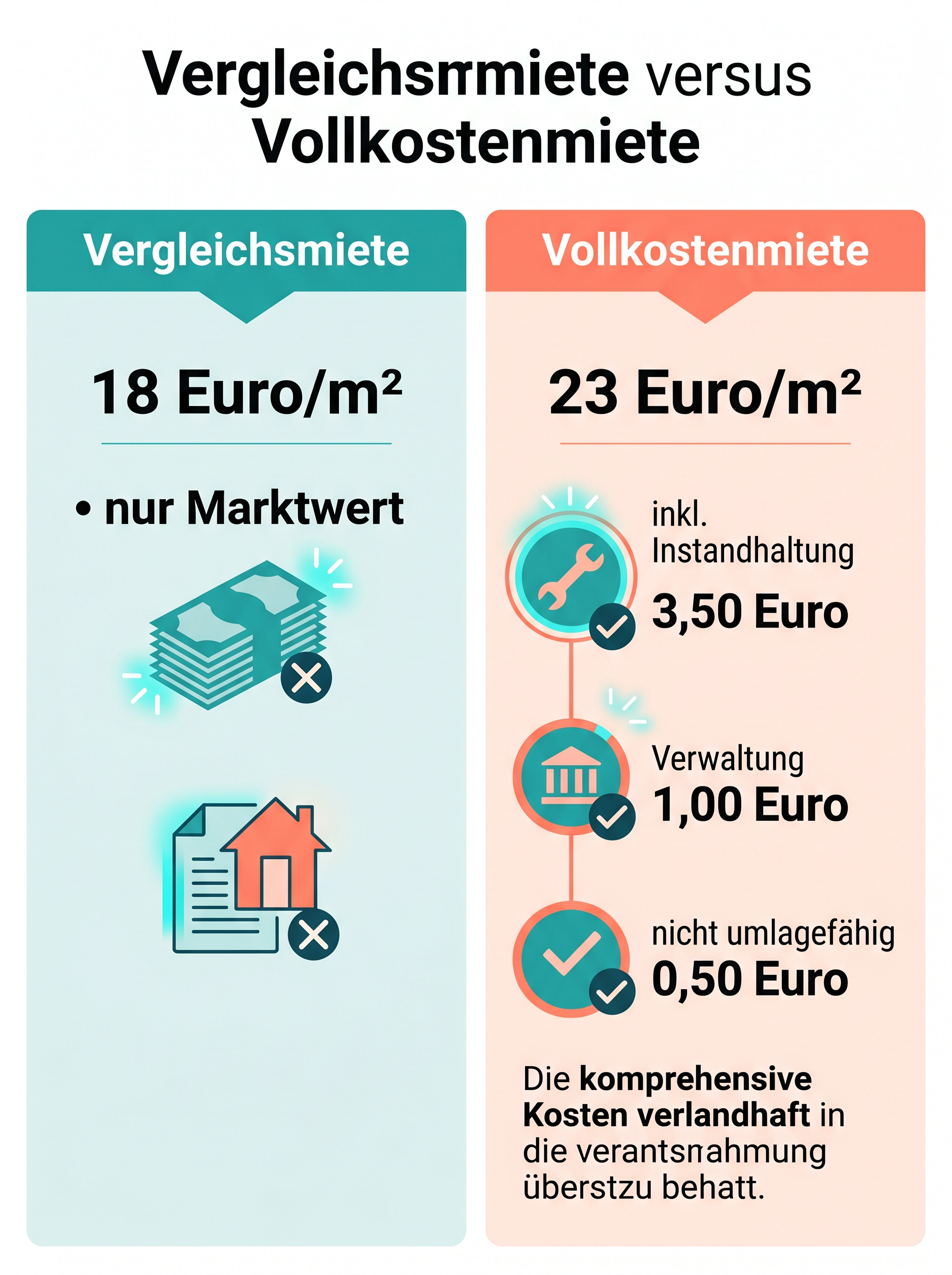 Vergleichsmiete versus Vollkostenmiete